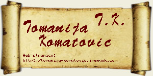 Tomanija Komatović vizit kartica